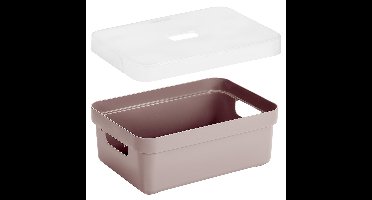 Sunware Opbergbox met transparante deksel - 4x stuks - roze - 9 liter - kunststof - 35x25x12