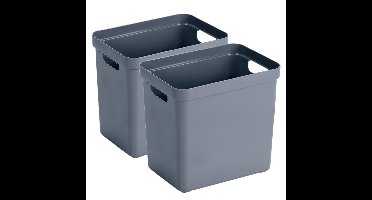 Sunware Opbergbox Sigma - 4x - kunststof - donkerblauw - 25 liter - Opbergbakken/opbergers