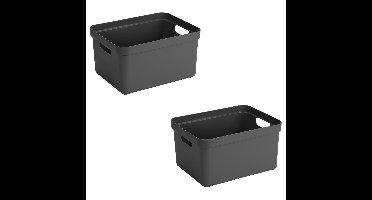 Sunware opbergbox Sigma - 5x stuks - kunststof - 32 liter - antraciet - opberg dozen/bakken