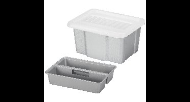 Sunware opslagbox - kunststof - 24 liter - lichtgrijs - 42 x 33 x 22 cm - met deksel