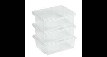 Sunware Opslagbox Nesta - 3x - kunststof - 17L - transparant - 45 x 36 x 14 cm