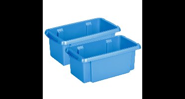 Sunware Opslagbox Nesta - 4x - kunststof - 7L - blauw - 38 x 21 x 14 cm