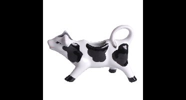 Svenska Living Melkkannetje Koe - keramiek - wit/zwart - 7x19 cm - schenkkannetje met handvat staart