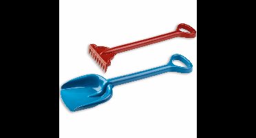 T & F Creations Strand set - schep / hark - blauw en rood - 56 cm - zandbak speelgoed