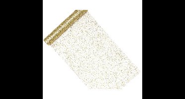 Tafelloper op rol - goud - mesh stof - 36 x 900 cm