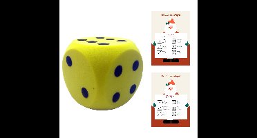 T&F Creations Kerstspel set - dobbelspel - incl foam dobbelsteen - geel