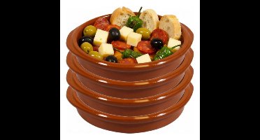 Tapas schaaltje Murcia - 4x - creme brulee - terracotta - 16 cm - borrelhapjes serveerschaaltje