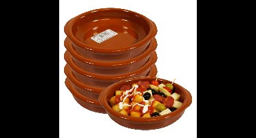 Tapas schaaltje Murcia - 6x - creme brulee - terracotta - 16 cm - borrelhapjes serveerschaaltje