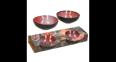 Tapas schaaltjes - 2x - zwart/roze - aardewerk - 12 x 4 cm