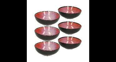 Tapas schaaltjes - 6x - zwart/roze - aardewerk - 12 x 4 cm
