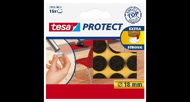 Tesa meubelvilt - 32x - zelfklevend - 1,8 cm - rond - antikras - viltjes