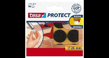 Tesa Meubelviltjes - 54x - rond - bruin - 2,6 cm - antikrasvilt - Vloerbescherming - Beschermvilt