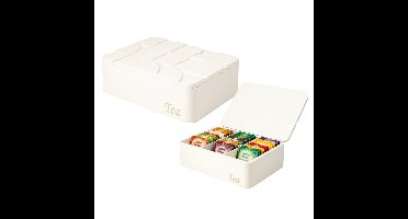 Theedoos - 6-vaks - wit - MDF - 24 x 17 x 8 cm - theekist