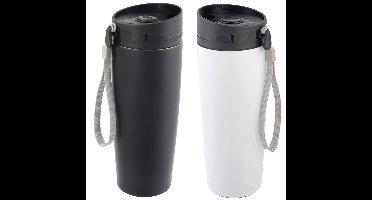 Thermosbekers - warmhoud drinkbekers - 2x stuks - wit en zwart - 380 ml - Isolerende drinkbekers