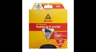 Tochtstrip - tochtwering - zwart - zelfklevend - O-profiel - 6 m x 9 mm x 6 mm