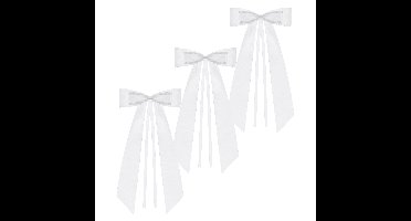 Trouwauto antenne lint strik - Bruiloft - wit - 8x stuks - 14 cm - just married