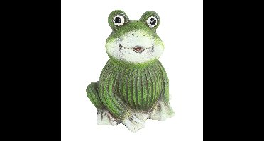 Tuinbeeld kikker zittend - kunststeen - H10 cm - groen - Decoratie dieren