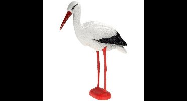 Tuindecoratie Ooievaar dierenbeeld - kunststof - 78 cm - vogelverschrikker