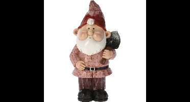 Tuinkabouter beeld Bobby Red - Polystone - met gereedschap - 31 cm