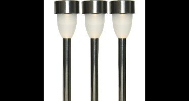 Tuinlamp LED solar - 4x - warm wit - RVS/kunststof - 26 cm - type Nova