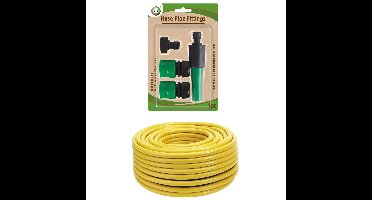Tuinslang 15 meter - gewapend/anti knik - 13mm - met koppelstukken/spuitstuk set