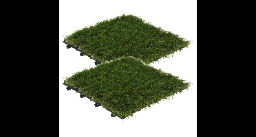 Tuintegel/terrastegels - 12x stuks - groen - kunstgras - 30 x 30 cm - vlonder tegels