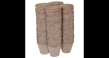 Turfpotjes - 96x - bruin - houtvezel - H 8 x 8 x 8 cm - moestuin - zaaien - tuinpotjes