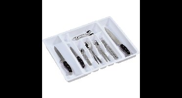 Uitschuifbare bestekbak/inzetbak - wit - 38 x 29-50 cm - Keukenlade - besteklade - inzetbak