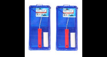 Veba Lakroller schilderset - 2x - extra fijn - verfbak en beugel - Verfset - Schuim rollers