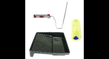 Verfroller anti spat lakroller profi schilderset met softgrip beugel en verfbak 18 cm