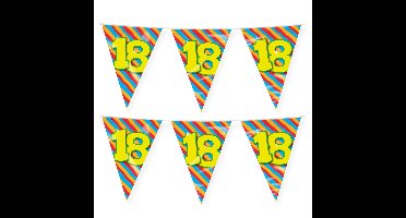 Verjaardag 18 jaar thema vlaggetjes - 2x - feestversiering - 10m - folie - dubbelzijdig