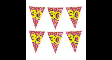 Verjaardag 30 jaar thema vlaggetjes - 2x - feestversiering - 10m - folie - dubbelzijdig