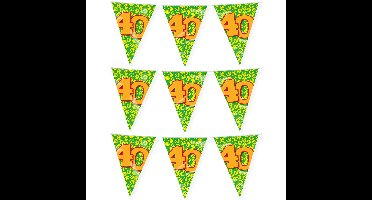 Verjaardag 40 jaar thema vlaggetjes - 3x - feestversiering - 10m - folie - dubbelzijdig
