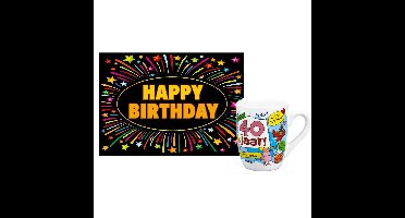 Verjaardag mok/beker 40 jaar vrouw met fun-tekst 300ml + wenskaart Happy Birthday