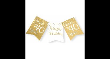Verjaardag Vlaggenlijn 40 jaar - binnen - karton - wit/goud - 600 cm