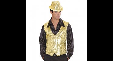 Verkleed gilet met pailletten - goud - voor heren - glamour/disco party