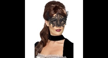 Verkleed oogmasker - zwart kant - volwassenen - Halloween/gemaskerd bal - burlesque