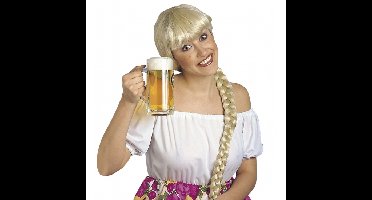 Verkleed pruik - Helga uit Beieren - blond - met pony - damespruik - bierfeest/tirolerfeest