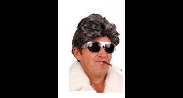 Verkleed pruik pooier / pimp - foute party - heren - grijs - kort haar
