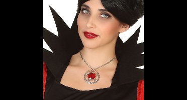 Verkleed sieraden ketting met edelsteen - zilver/rood - dames - kunststof - Heks/vampier