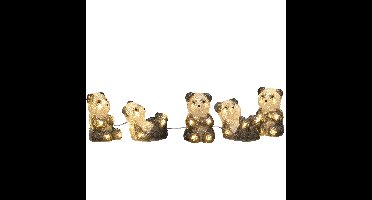 Verlichte pandaberen - 5x st - 8 x 11,5 cm - aan lichtsnoer - led lampjes - warm wit - dieren