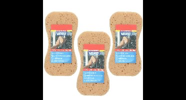 Vero grote schoonmaakspons / viscose autospons - 3x stuks - 22 x11 cm - schoonmaakartikelen/auto was