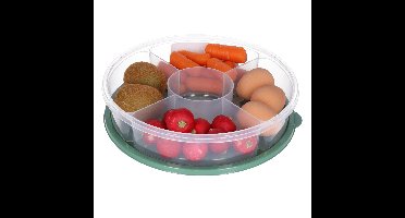 Vershoudbakje/bewaarbakje - luchtdicht - 5 vakjes - donkergroen - kunststof - 2 liter