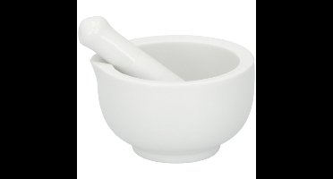 Vijzel met stamper - wit - keramiek - D8 cm - keuken artikelen - klein model