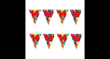 Vlaggenlijn 14 jaar - 2x - 10 meter - plastic - leeftijd versiering - vlaggetjes