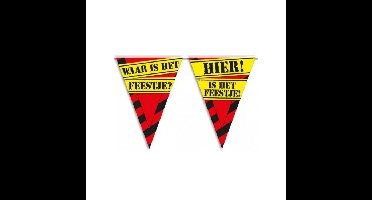 Vlaggenlijn Waar is het feestje? HIER is het feestje! - 8 meter - plastic - verjaardag