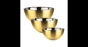 Voedsel serveer schalen set - 6x stuks - metallic goud - RVS - Dia 13/19/23 cm