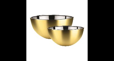 Voedsel serveer schalen set - 6x stuks - metallic goud - RVS - Dia 19/13 cm