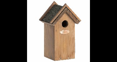 Vogelhuisje - 16 x 22 cm - hout - met bitumen punt dakje