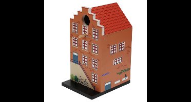 Vogelhuisje - grachtenpand design - hout - bruin - 15 x 12 x 23 cm- nestkastje